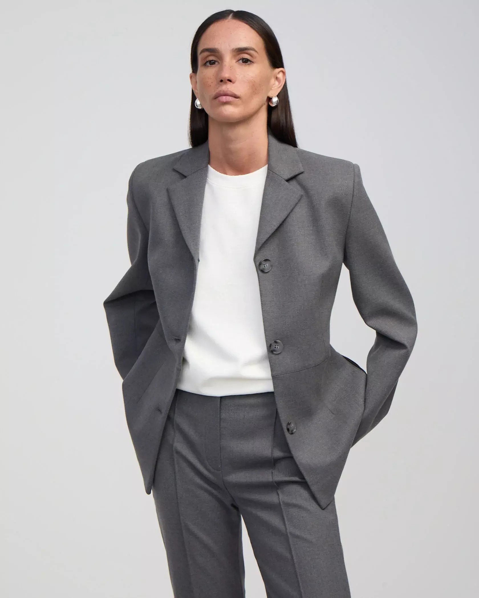 Жакет приталенный серый, Серый