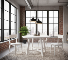 Дизайнерский круглый журнальный столик Таула 100х100х74 см из массива дуба, белый придиванный стол в гостиную