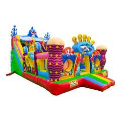 Коммерческий надувной батут с горкой «В гостях у моря 3» 9*5*5 м