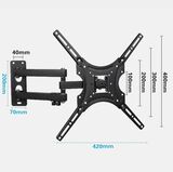 Кронштейн X-400 для телевизора 32-55 вес до 22 кг VESA 100*400 нагрузка до 22 кг поворотный выдвижной наклонный настенный черный металлический, для монитора, крепление для телевизора на стену