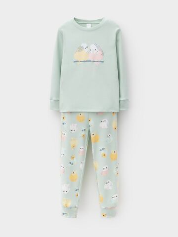 пижама  для девочки  К 1541/дымчатый нефрит,цв.попугайчики