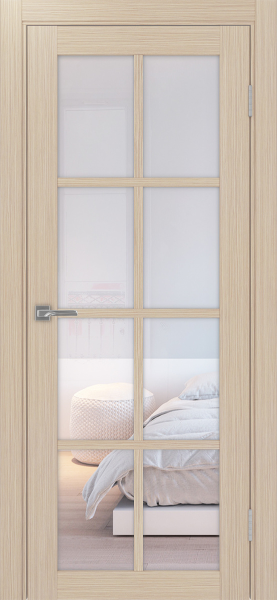 Дверь межкомнатная Оптима Порте Турин 541.2222, цвет беленый дуб, экошпон, стекло прозрачное