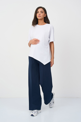 Костюм для беременных 18359 белый/темно-синий