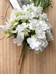 Гортензия искусственная, букет 7 веток - 7 голов, цвет белый, 37 см, набор 2 букета