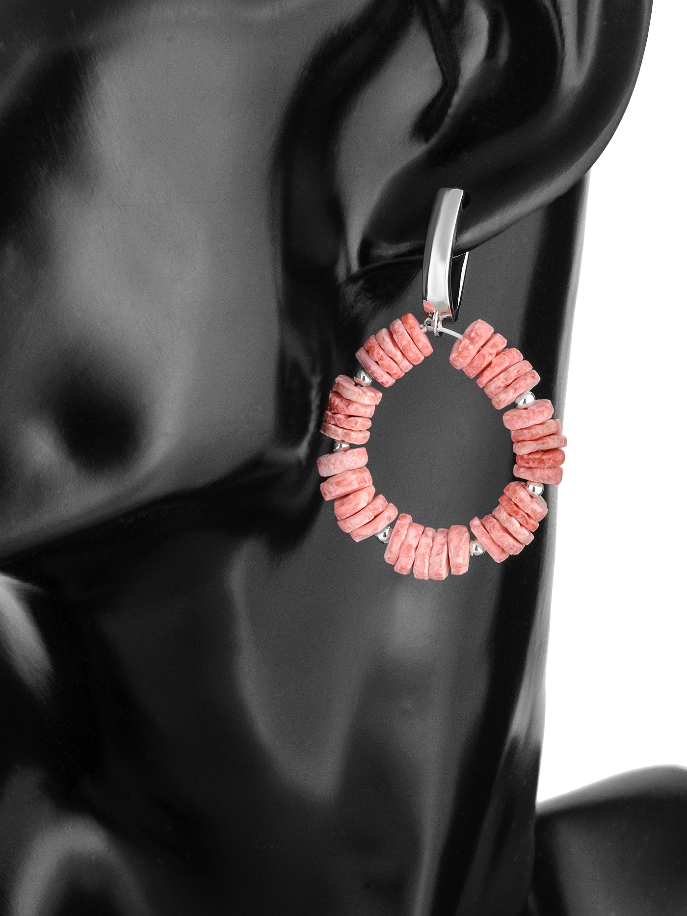 Серьги кольца с кораллом