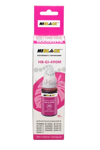 Контейнер с чернилами Hi-Black (HB-GI-490M) для Canon G1400/2400/3400, M, 70ml