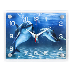 Часы 21 Век настенные 2026-888 "Дельфины под водой"