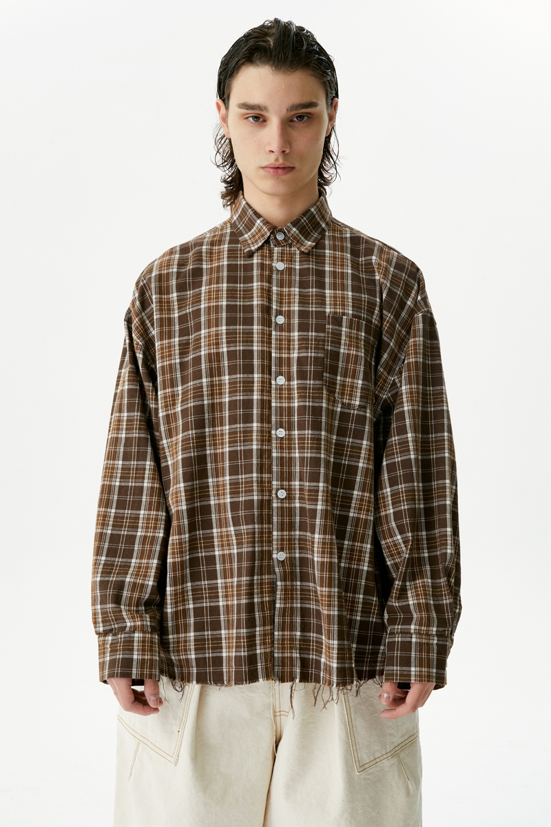 Коричневая рубашка в клетку Dover