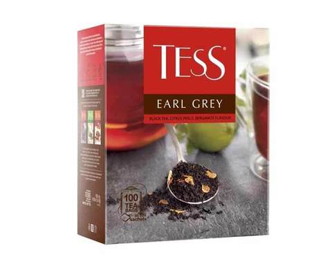 Чай черный в пакетиках Tess Earl grey 100 пак/уп, 1,8 г