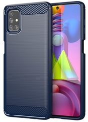 Чехол под карбон темно-синего цвета на Samsung Galaxy M51, серия Carbon от Caseport