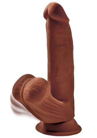 Коричневый фаллоимитатор на присоске 8 Triple Density с подвижной мошонкой - 20,3 см. - Pipedream King Cock Plus PD5731-29