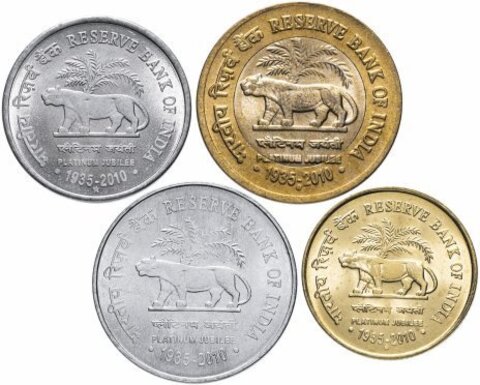 Набор Монет Индии "Тигры" 4шт.