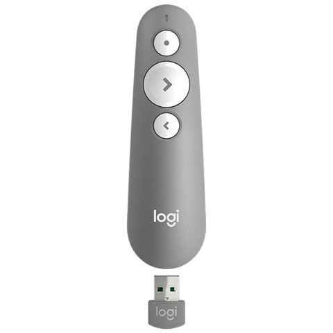 Презентер (пульт ДУ) LOGITECH R500, радиус действия 20 м, серый, 910-005387
