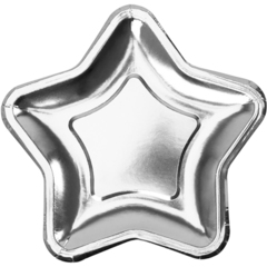 Тарелка фольгированная, Звезда серебро, 23 см, 6 шт, 1 уп.