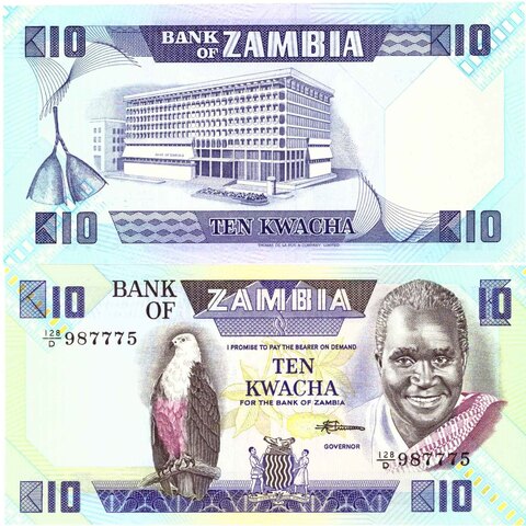 Банкнота Замбия 10 квача 1986 г. UNC (987775)