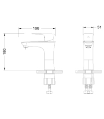 Смеситель для умывальника монолитный – LM0206C, Серия NERO