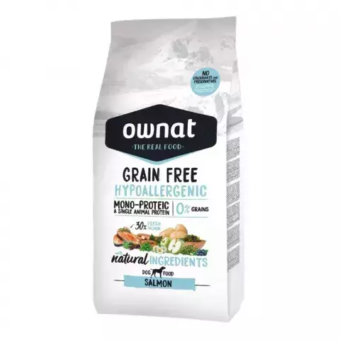 OWNAT  Grain Free Hypoallergenic  Salmon cухой  гипоаллергенный корм  для взрослых собак,  с лососем, 3 кг