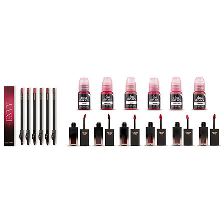 Набор пигмент для татуажа губ "Tina Davies ENVY Lip Collection" 6 пигментов, 6 карандашей, 6 помад Permablend