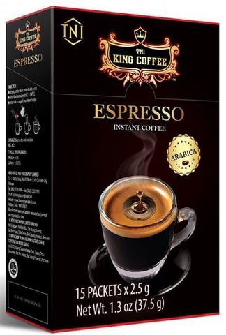 Растворимый черный кофе TNI King Coffee ESPRESSO. Коробка 24х15 штук.