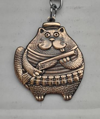 Брелок Кот Привет из Петербурга. Металл