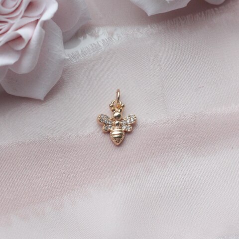 Подвеска Пчела с фианитами 13*11 мм, позолота, П339