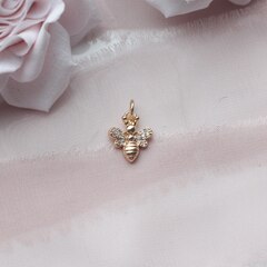 Подвеска Пчела с фианитами 13*11 мм, позолота, П339