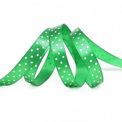 Лента атласная горох, ш. 1 см, зелёный