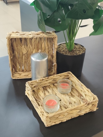 Корзина плетёная Mien, 19.5х19.5х5, натуральный бежевый, водный гиацинт