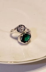 84542 - Кольцо разъемное с камнями в стилистике POISON DROP лимонная позолота/серебро