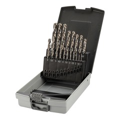 Набор сверл по металлу 1-10мм 19шт DIN338 HSS-G 135° LH-Левые (пл. кейс) H-Tools 214214LiROHT