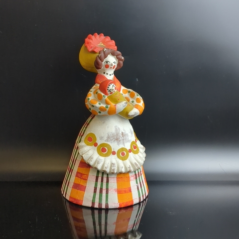 Авторская дымковская игрушка "Барыня с младенцем" , РСФСР г. Киров Давыдова Н.П , СССР 1960-1970 гг