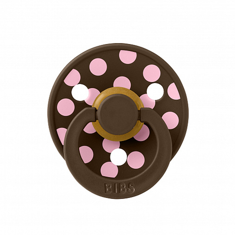 Пустышка латексная BIBS Studio - Polka - Mocha/Baby pink, 6-18 месяцев