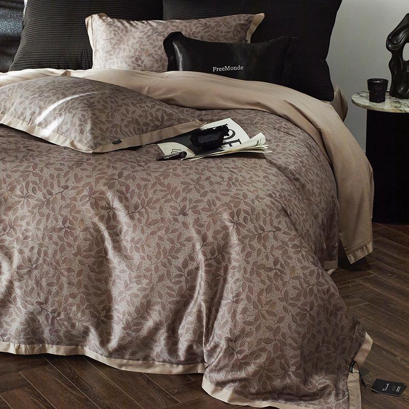 FREEMONDE комплект двуспальный Тенсель Листочки на бежевом