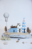 Морская композиция из дрифтвуда с воздушным шаром и голубым маяком, 33х27 см, Россия
