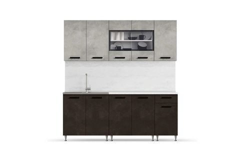 Кухня Рио 2.0 м бетон светлый / бетон темный