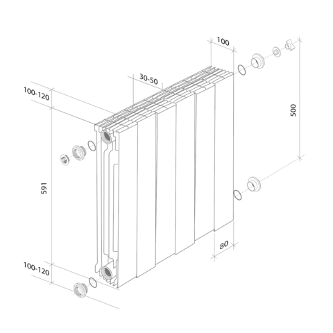 Радиатор Royal Thermo PianoForte 500 Silver Satin - 8 секц.