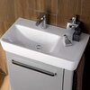 Раковина Geberit Renova Plan с полкой асимметрический: B=75см, T=48см, Отверстие под смеситель=По центру, Перелив=Без, Полочное пространство=Правая, Белый