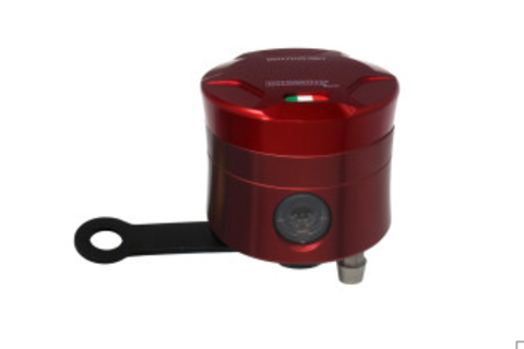 Бачок тормозной жидкости фрезерованный 25 см3 Accossato, красный/красный, вертикальный штуцер