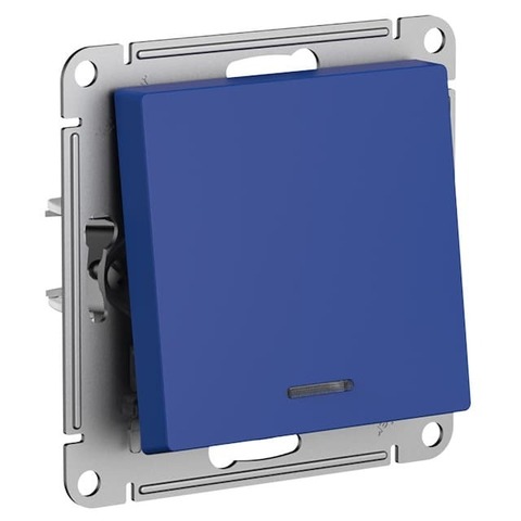 Выключатель одноклавишный с подсветкой 10AX 250 В. Цвет Аквамарин. Schneider Electric AtlasDesign. ATN001113