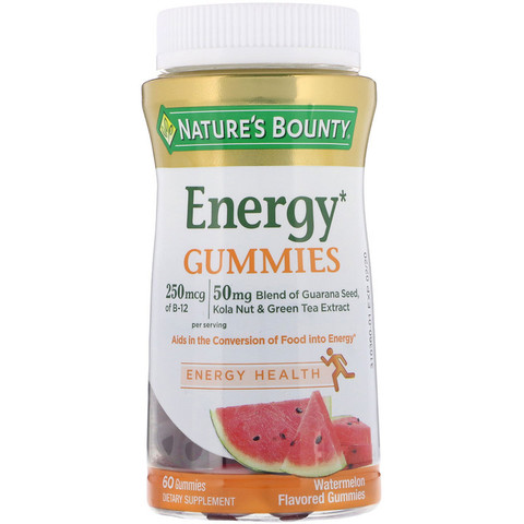 Nature's Bounty, Энергетические жевательные таблетки со вкусом арбуза , 60 шт.