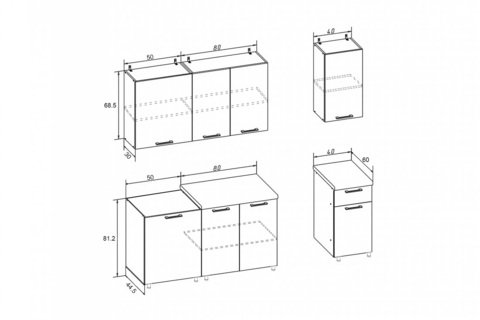 Кухня Рио 1.7 м белый глянец