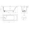 Salini 104813G Salini CASCATA KIT Встраиваемая ванна с прямоугольной чашей 1706х751х600 мм, донный клапан "Click-Clack" белый, сифон, ножки, S-Sense, белый глянцевый