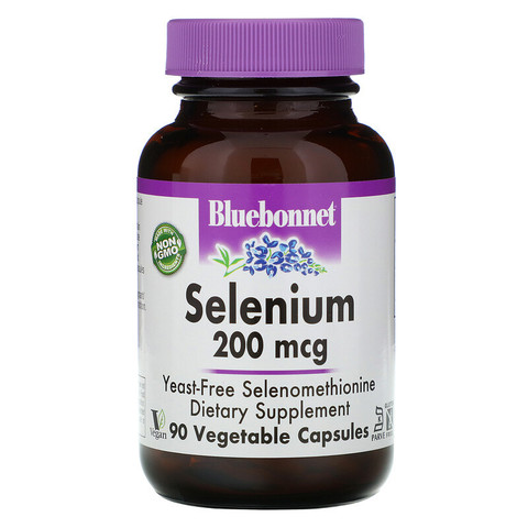 Bluebonnet Nutrition, Селен, бездрожжевой селенометионин, 200 мкг, 90 растительных капсул