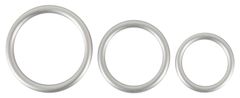 Набор из 3 эрекционных колец под металл Metallic Silicone Cock Ring Set - 