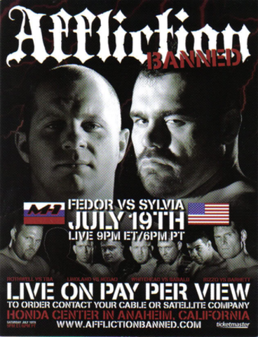 Affliction | Футболка мужская Banned Official Event Fedor vs Sylvia A731 официальный постер