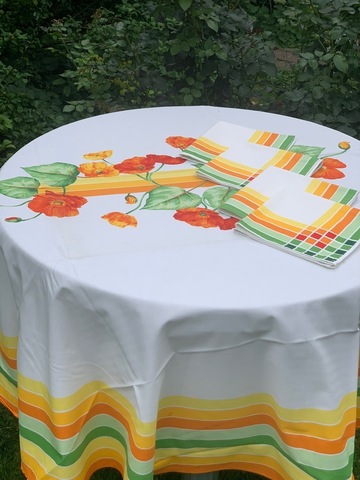 Скатерть 180 и 8 салфеток Vallesusa Excelsior Poppy белые