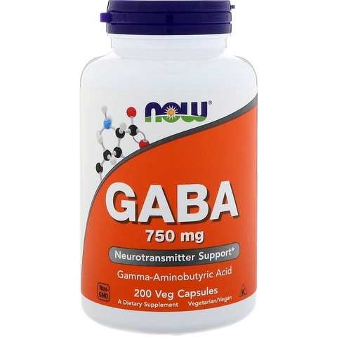 Now Foods, ГАМК, 750 мг, 200 вегетарианских капсул