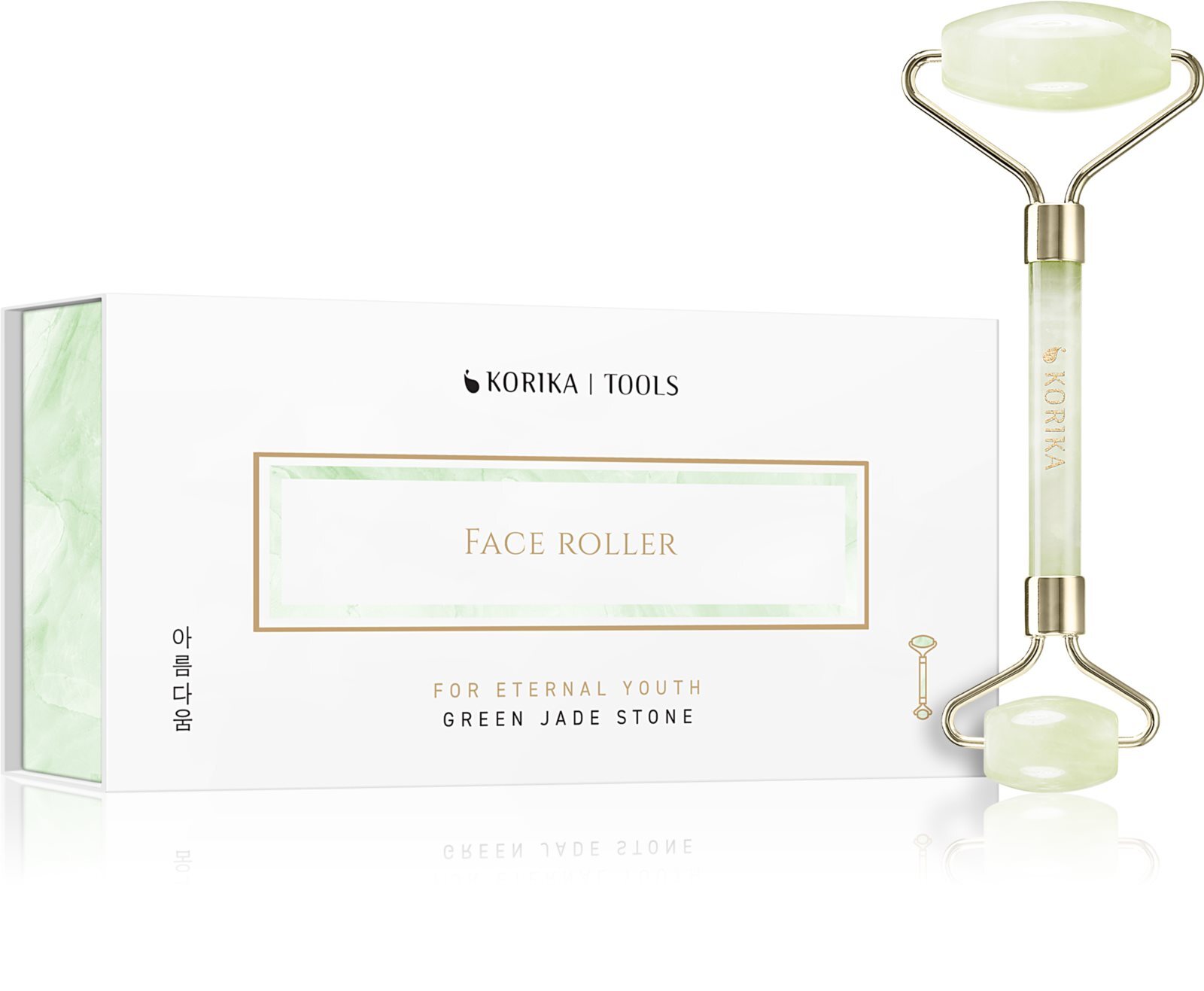 KORIKA массажный ролик для лица Tools Face Roller Green Jade Stone
