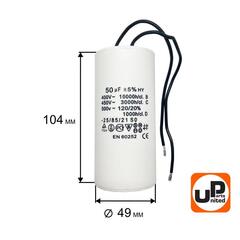 Конденсатор UNITED PARTS CBB60, 50 мкФ, 450В, гибкие выводы (90-0333)