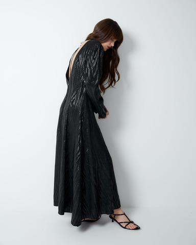 Платье из шелка и вискозы Стелла Маккартни с открытой спиной черный